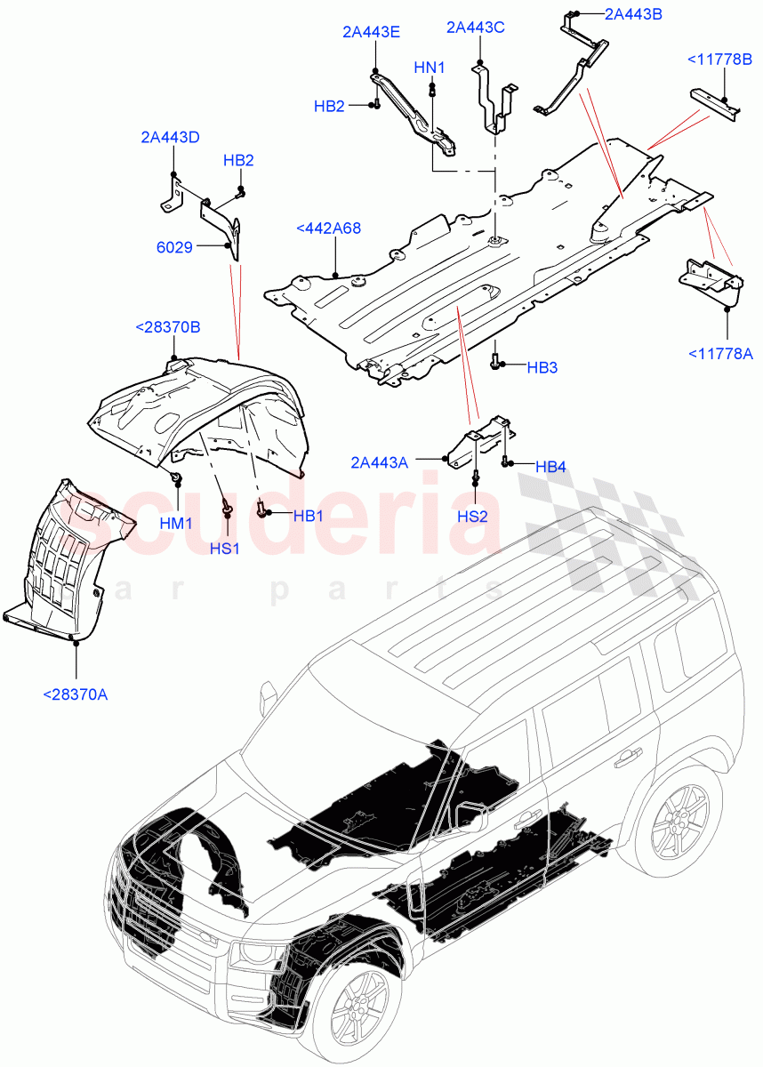 Front Panels, Aprons & Side Members (Wheelhouse) of Land Rover Land Rover Defender (2020+) [3.0 I6 Turbo Diesel AJ20D6]
