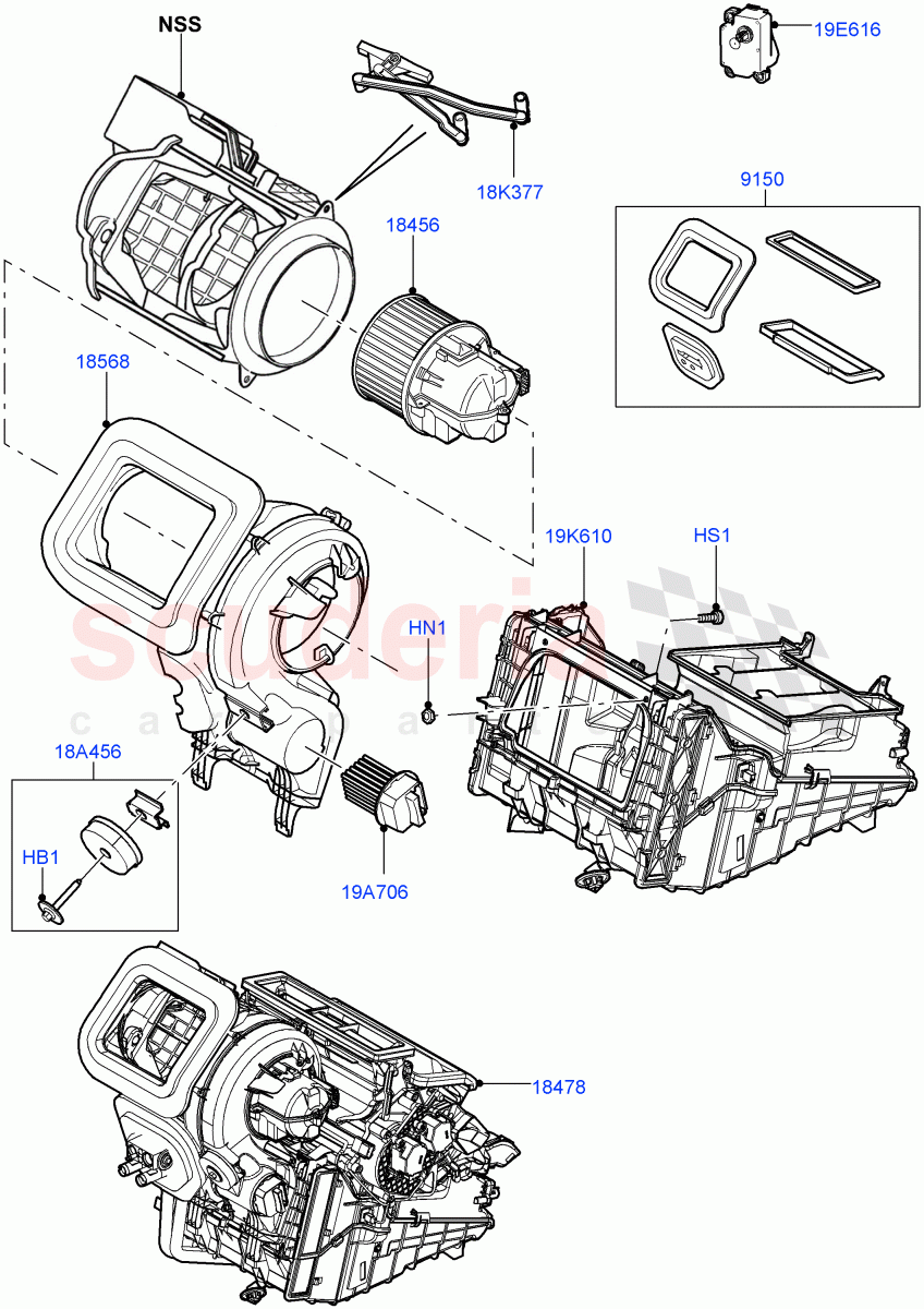 Heater/Air Cond.External Components (Main Unit) (Itatiaia (Brazil)) ((V) FROMGT000001, (V) TOKT999999) of Land Rover Land Rover Discovery Sport (2015+) [1.5 I3 Turbo Petrol AJ20P3]