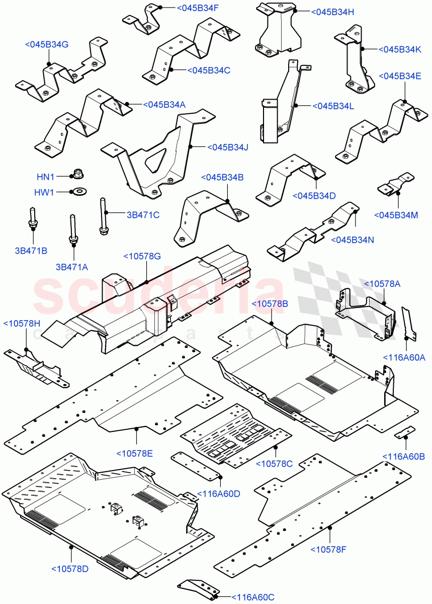 Floor Pan - Centre And Rear (Steel Floor) (Armoured) ((V) FROMJA000001) of Land Rover Land Rover Range Rover (2012-2021) [3.0 DOHC GDI SC V6 Petrol]