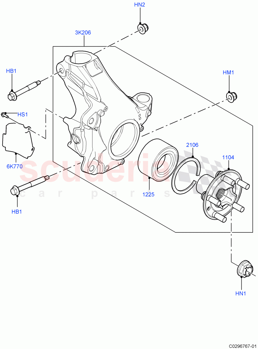 Front Knuckle And Hub (Changsu (China)) of Land Rover Land Rover Range Rover Evoque (2019+) [2.0 Turbo Diesel]
