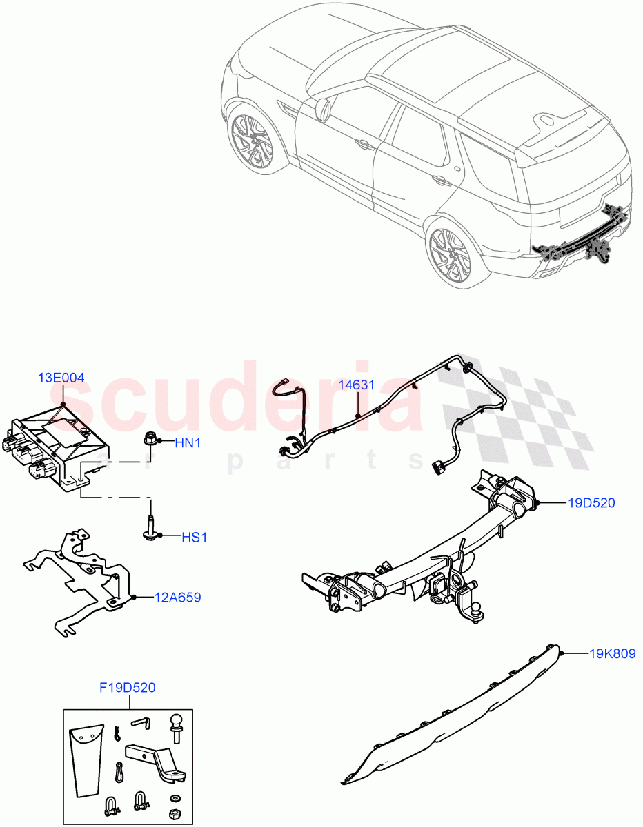 Towing Equipment (NAS Tow Bar) ((+) "CDN/USA") of Land Rover Land Rover Discovery 5 (2017+) [2.0 Turbo Diesel]