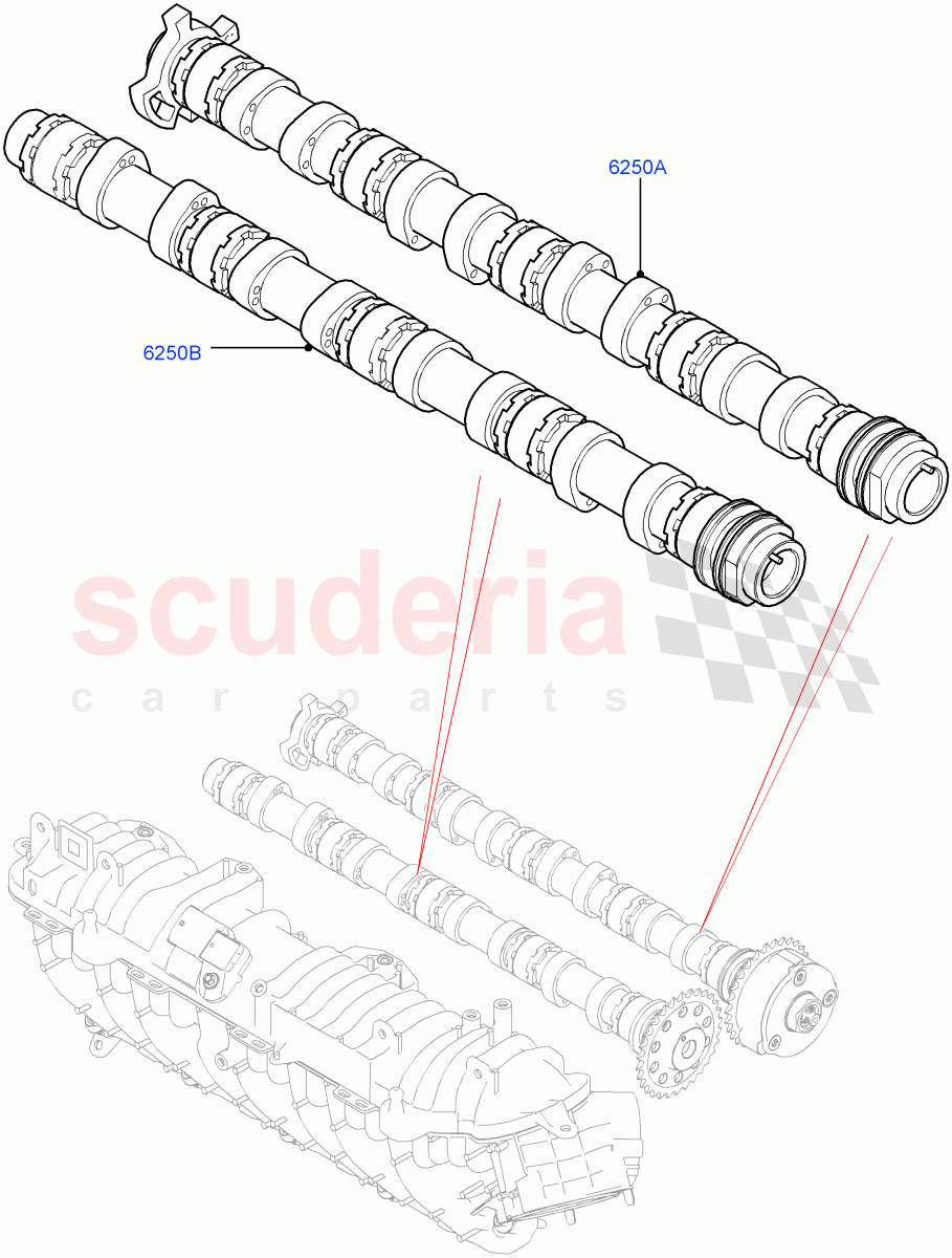 Camshaft (2.0L AJ20D4 Diesel LF PTA, Halewood (UK), 2.0L AJ20D4 Diesel Mid PTA, 2.0L AJ20D4 Diesel High PTA) of Land Rover Land Rover Discovery Sport (2015+) [2.0 Turbo Diesel]