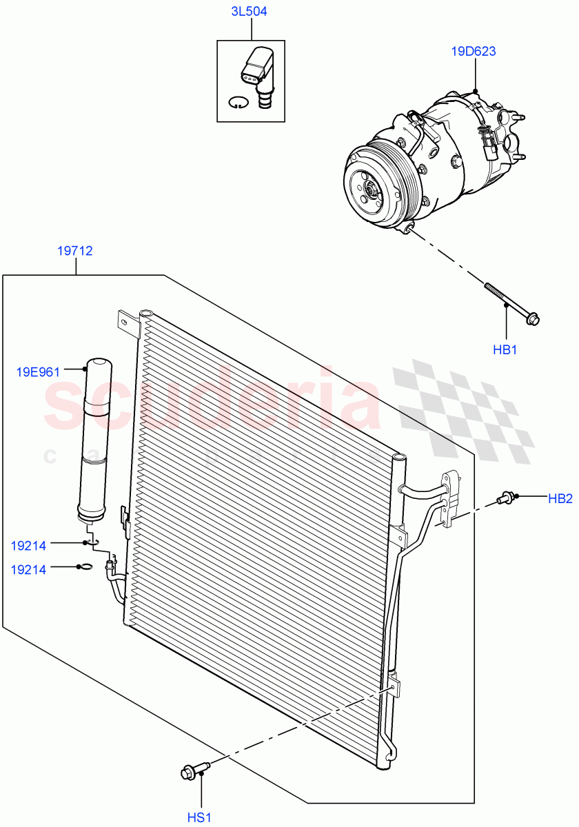 Air Conditioning Condensr/Compressr (3.0L DOHC GDI SC V6 PETROL) ((V) FROMEA000001) of Land Rover Land Rover Discovery 4 (2010-2016) [3.0 Diesel 24V DOHC TC]