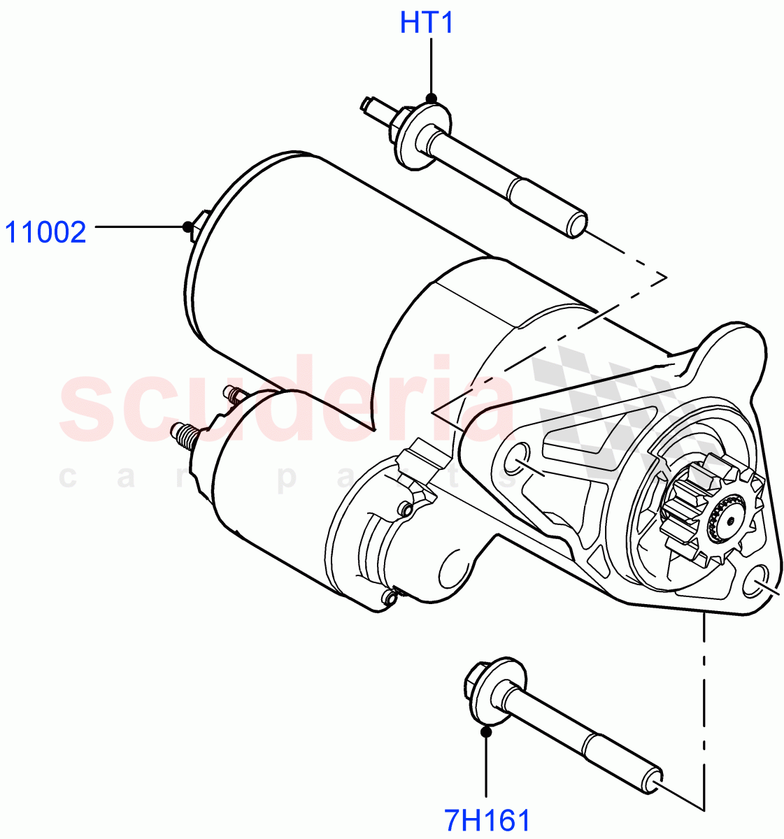 Starter Motor (2.0L AJ20P4 Petrol E100 PTA, Itatiaia (Brazil)) ((V) FROMLT000001) of Land Rover Land Rover Discovery Sport (2015+) [2.0 Turbo Petrol AJ200P]