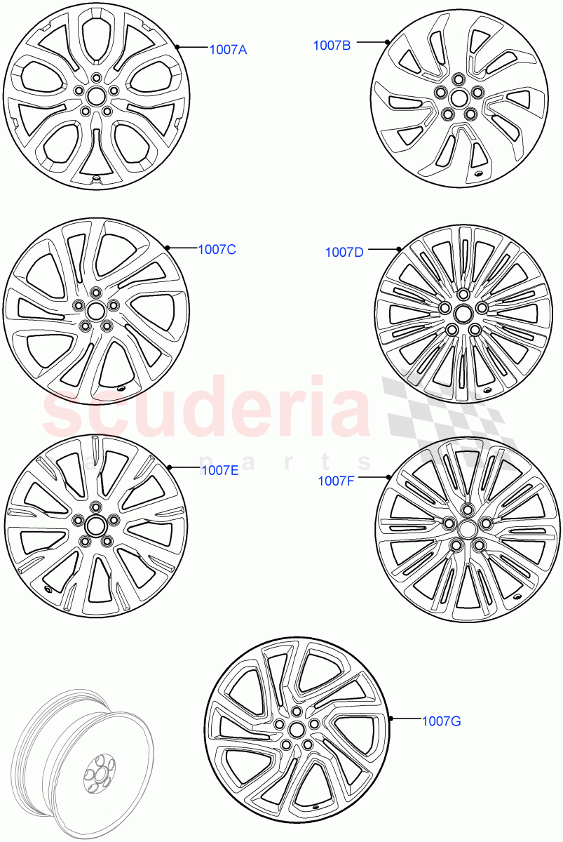 Wheels (Solihull Plant Build) ((V) FROMHA000001) of Land Rover Land Rover Discovery 5 (2017+) [3.0 DOHC GDI SC V6 Petrol]