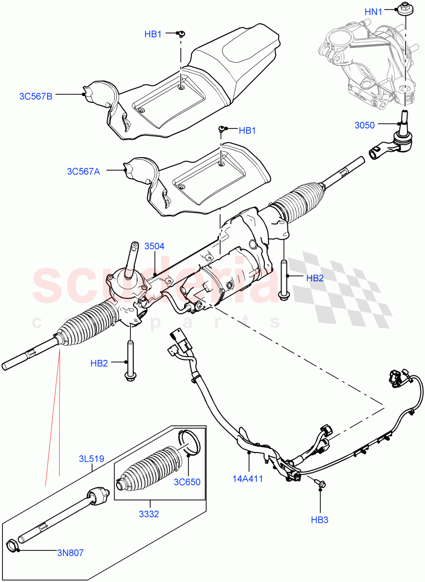 Steering Gear (LHD, Itatiaia (Brazil)) ((V) FROMGT000001) of Land Rover Land Rover Discovery Sport (2015+) [2.0 Turbo Petrol AJ200P]