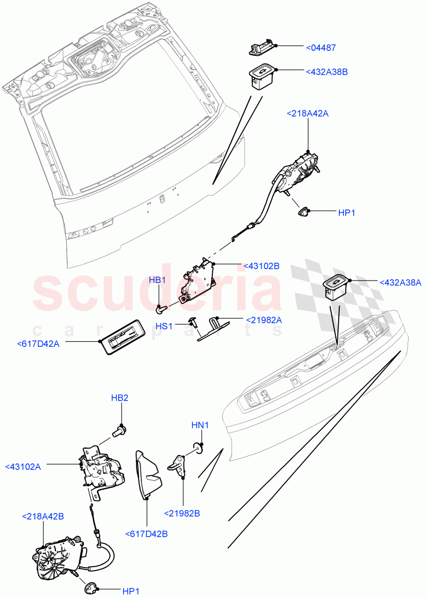 Luggage Compt/Tailgte Lock Controls of Land Rover Land Rover Range Rover (2012-2021) [3.0 I6 Turbo Petrol AJ20P6]