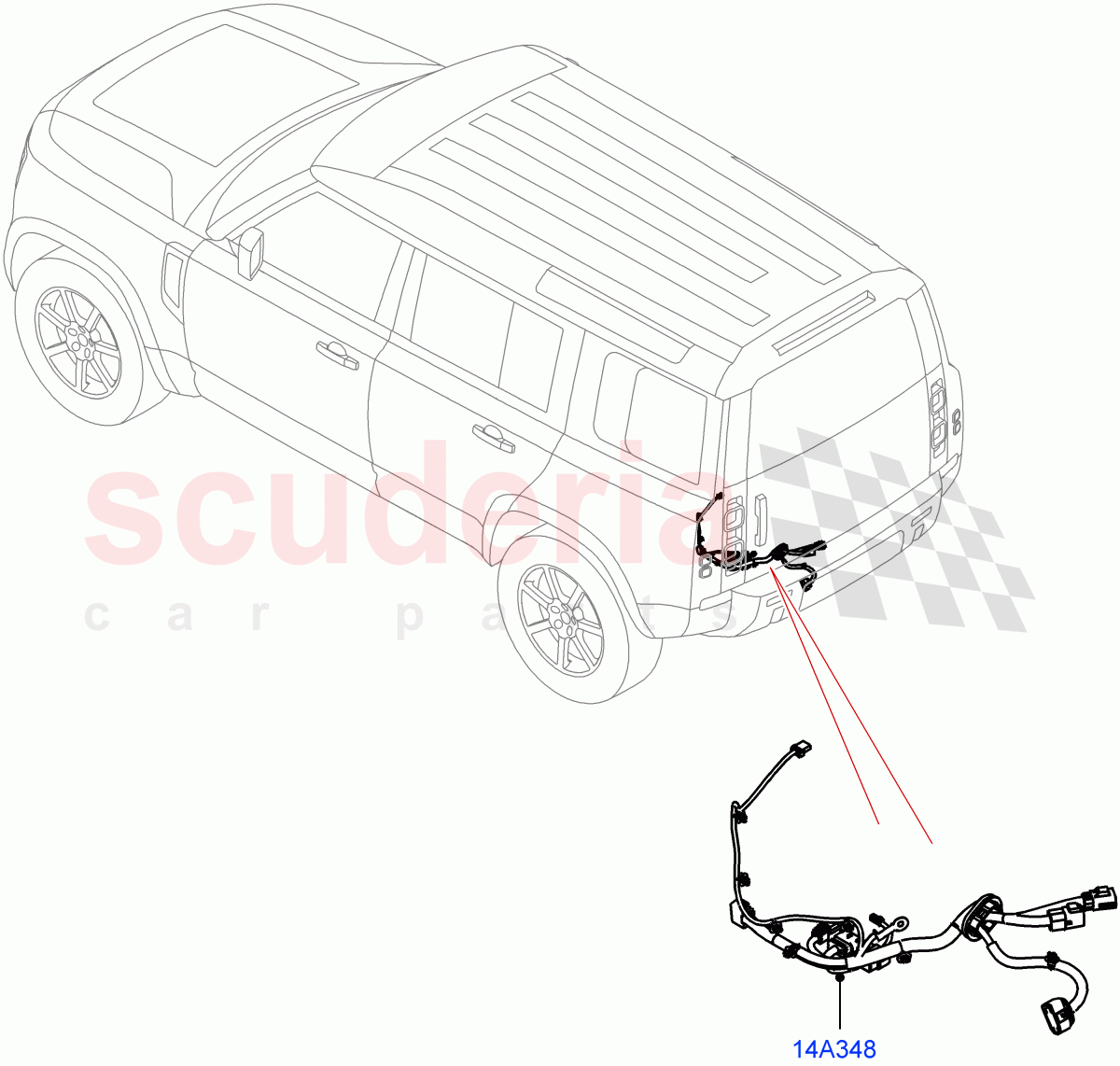 Electrical Wiring - Body And Rear (Towing) (Tow Hitch Man Detachable Swan Neck, Tow Hitch Receiver 12 Pin Elec, Tow Hitch Elec Deployable Swan Neck, Tow Hitch Receiver NAS) of Land Rover Land Rover Defender (2020+) [3.0 I6 Turbo Petrol AJ20P6]
