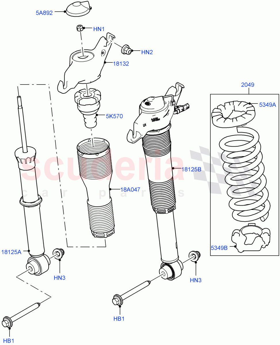 Rear Springs And Shock Absorbers (Halewood (UK)) of Land Rover Land Rover Discovery Sport (2015+) [2.0 Turbo Petrol AJ200P]