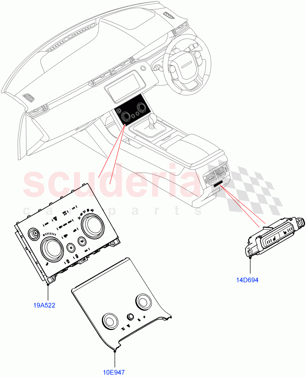 Heater & Air Conditioning Controls (Itatiaia (Brazil)) of Land Rover Land Rover Range Rover Evoque (2019+) [2.0 Turbo Petrol AJ200P]