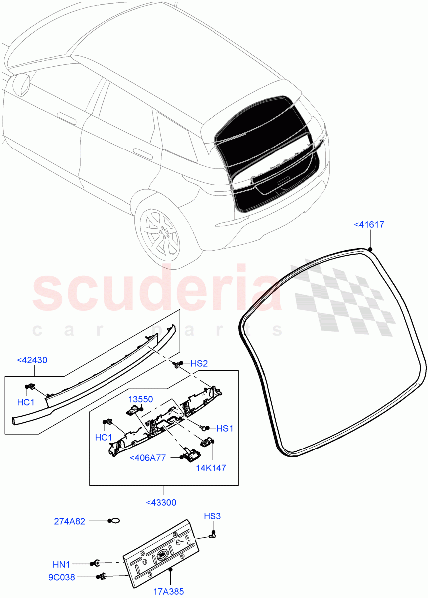Luggage Compartment Door (Weatherstrips And Seals) (Changsu (China)) of Land Rover Land Rover Range Rover Evoque (2019+) [2.0 Turbo Petrol AJ200P]