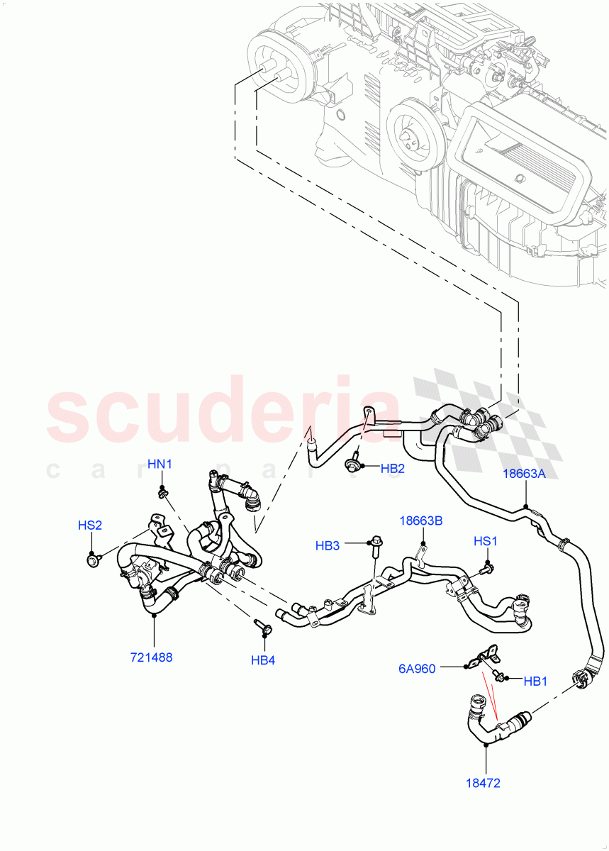 Heater Hoses (2.0L I4 High DOHC AJ200 Petrol, Less Heater, With Ptc Heater) of Land Rover Land Rover Defender (2020+) [3.0 I6 Turbo Diesel AJ20D6]