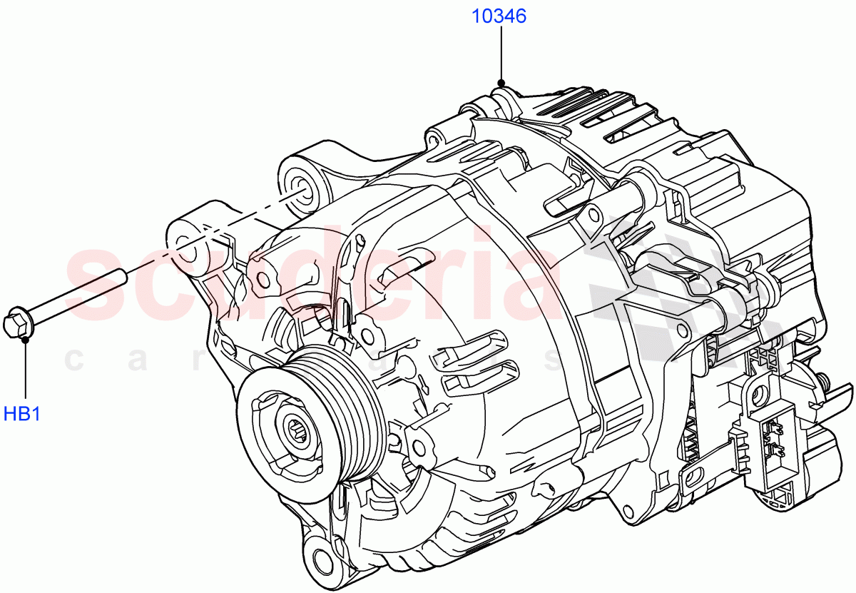 Alternator And Mountings (Electric Engine Battery-MHEV) of Land Rover Land Rover Defender (2020+) [3.0 I6 Turbo Petrol AJ20P6]