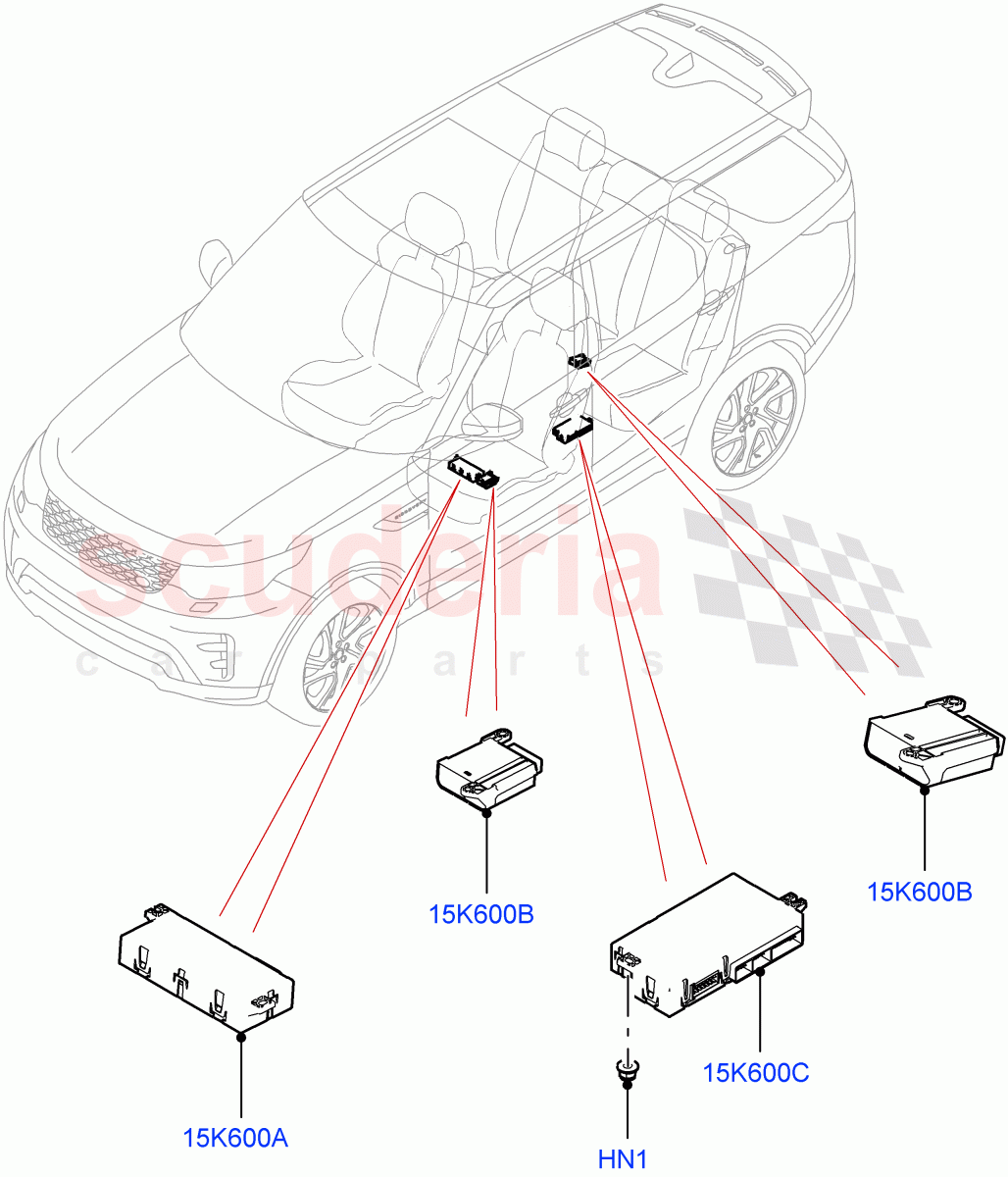 Vehicle Modules And Sensors (Seats, Nitra Plant Build) ((V) FROMK2000001) of Land Rover Land Rover Discovery 5 (2017+) [2.0 Turbo Petrol AJ200P]