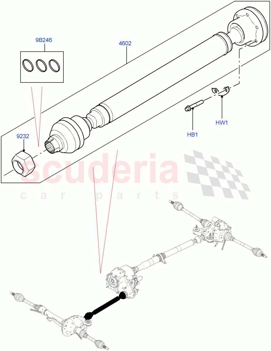 Drive Shaft - Front Axle Drive (Propshaft, Nitra Plant Build) ((V) FROMK2000001) of Land Rover Land Rover Discovery 5 (2017+) [3.0 I6 Turbo Petrol AJ20P6]