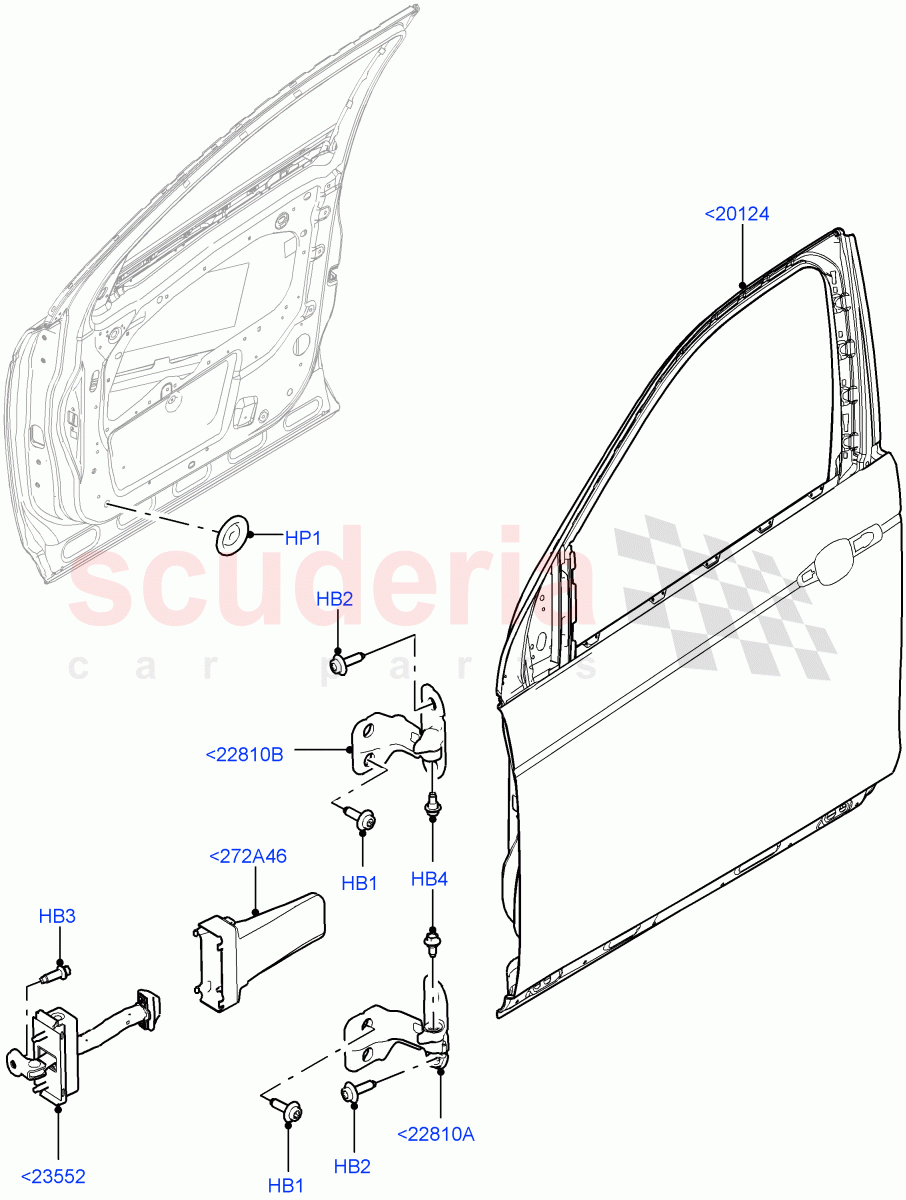 Front Doors, Hinges & Weatherstrips (Door Assembly And Hinges) (Halewood (UK)) of Land Rover Land Rover Discovery Sport (2015+) [1.5 I3 Turbo Petrol AJ20P3]