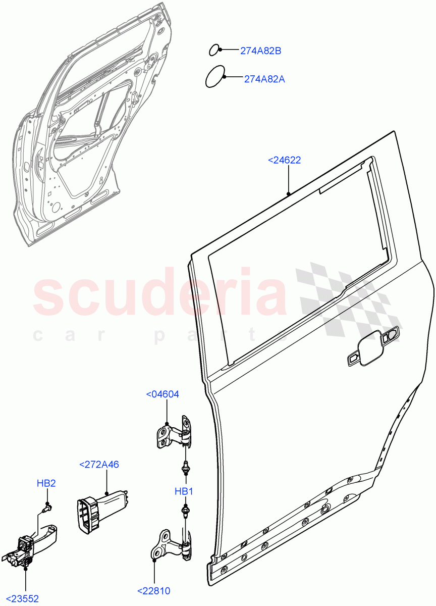 Rear Doors, Hinges & Weatherstrips (Door And Fixings) (Standard Wheelbase) of Land Rover Land Rover Defender (2020+) [3.0 I6 Turbo Diesel AJ20D6]