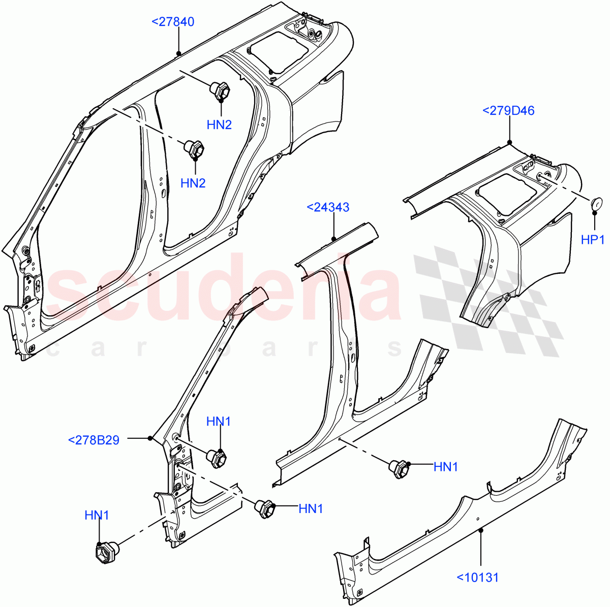 Side Panels - Outer (Halewood (UK)) of Land Rover Land Rover Range Rover Evoque (2019+) [2.0 Turbo Diesel AJ21D4]