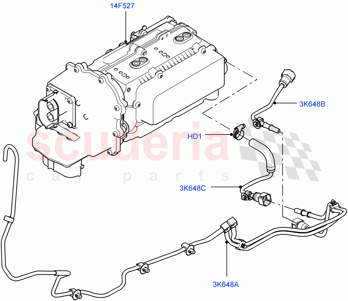 Hybrid Electrical Modules (Inverter) (3.0 V6 Diesel Electric Hybrid Eng, 8 Speed Auto Trans ZF 8HP70 HEV 4WD, 3.0 V6 D Gen2 Mono Turbo, 3.0 V6 D Gen2 Twin Turbo) ((V) FROMEA000001) of Land Rover Land Rover Range Rover Sport (2014+) [3.0 DOHC GDI SC V6 Petrol]