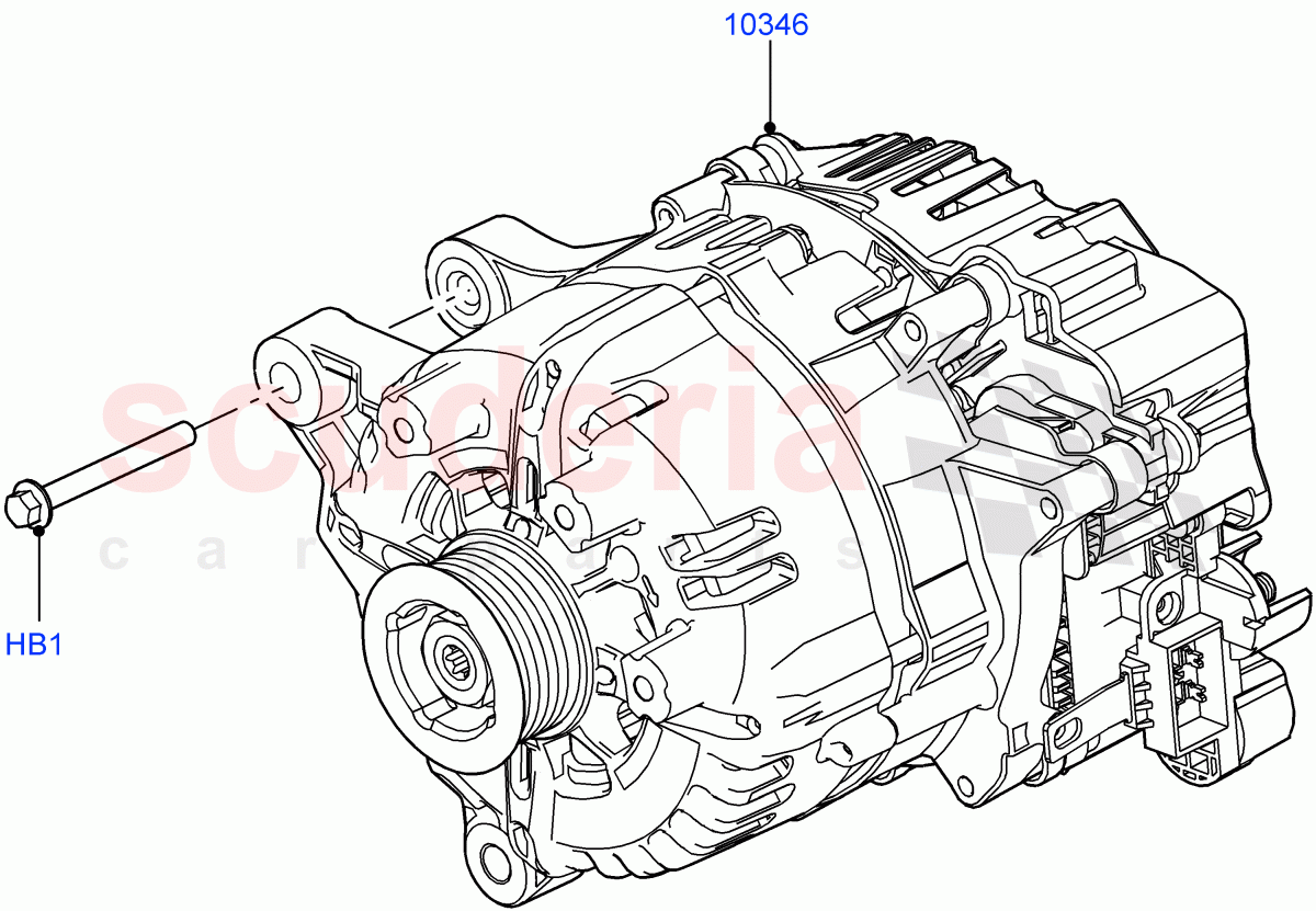 Alternator And Mountings (3.0L AJ20P6 Petrol High, Electric Engine Battery-MHEV, 3.0L AJ20D6 Diesel High) of Land Rover Land Rover Range Rover (2022+) [3.0 I6 Turbo Petrol AJ20P6]