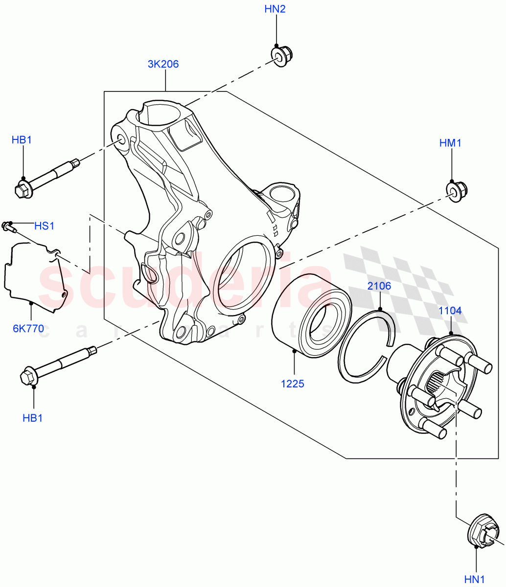 Front Knuckle And Hub (Halewood (UK)) of Land Rover Land Rover Range Rover Evoque (2019+) [2.0 Turbo Diesel AJ21D4]