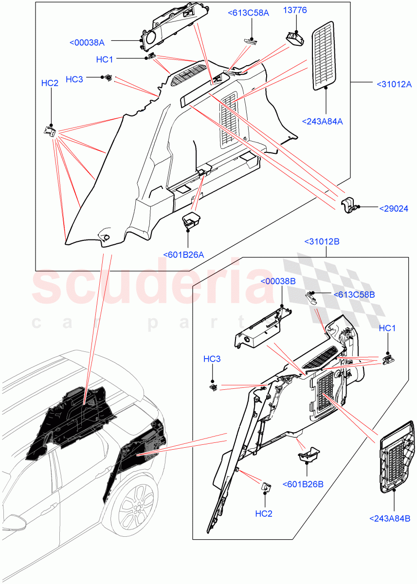 Side Trim (Itatiaia (Brazil), 60/40 Load Through With Slide, Climate Control - Chiller Unit) ((V) FROMHT000001) of Land Rover Land Rover Discovery Sport (2015+) [2.2 Single Turbo Diesel]