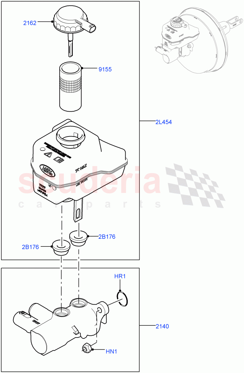 Master Cylinder - Brake System (Nitra Plant Build) ((V) FROMK2000001) of Land Rover Land Rover Discovery 5 (2017+) [2.0 Turbo Petrol AJ200P]
