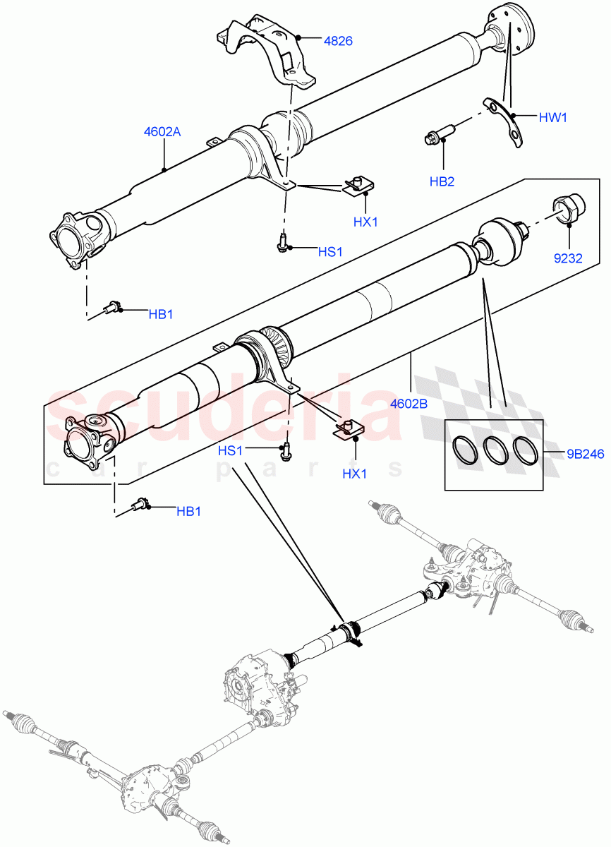 Drive Shaft - Rear Axle Drive (Propshaft) ((V) TOGA999999) of Land Rover Land Rover Range Rover Sport (2014+) [3.0 DOHC GDI SC V6 Petrol]