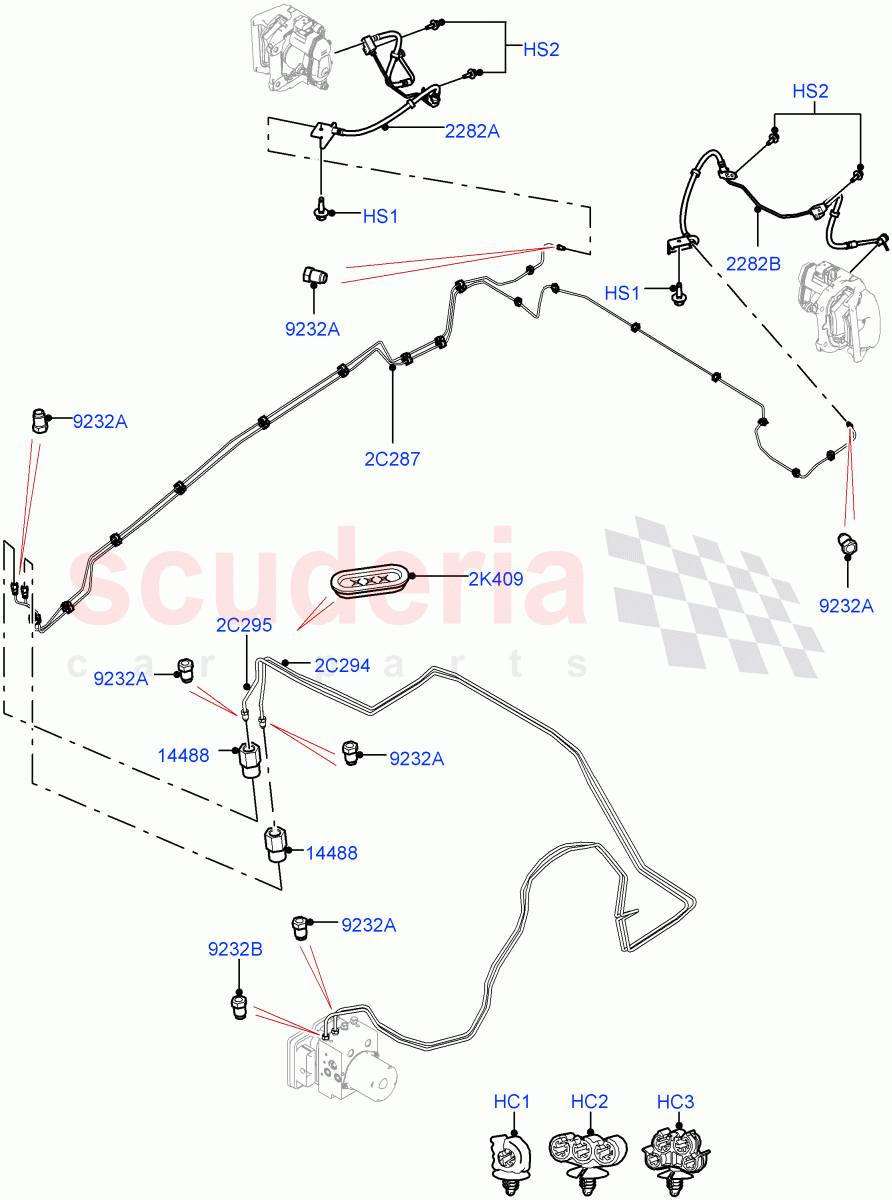 Rear Brake Pipes (Nitra Plant Build) (LHD) ((V) FROMK2000001, (V) TOL2999999) of Land Rover Land Rover Discovery 5 (2017+) [3.0 Diesel 24V DOHC TC]