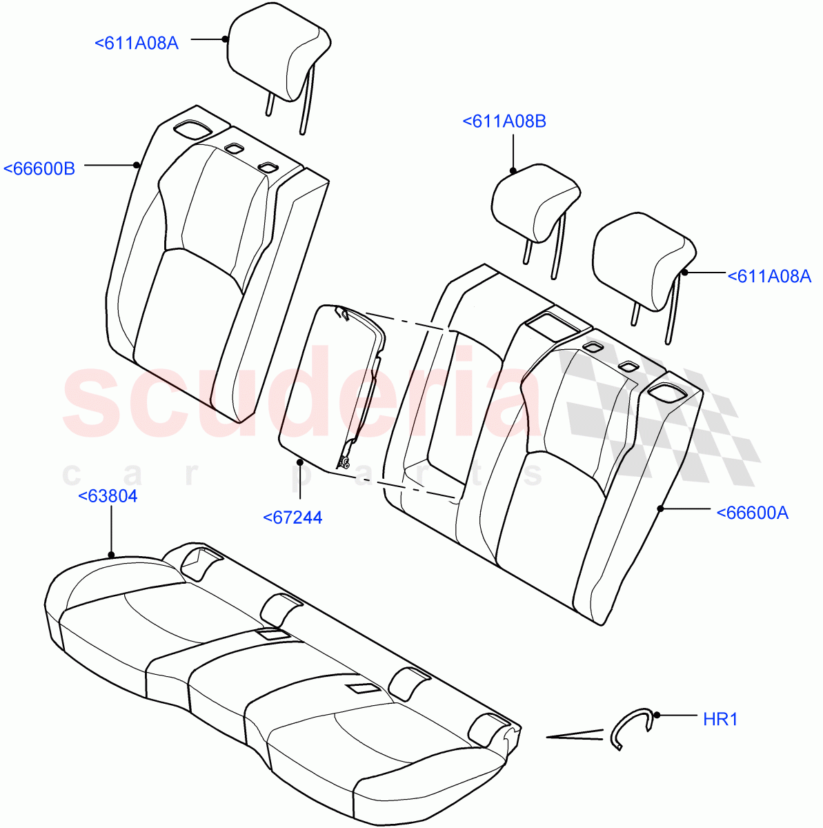 Rear Seat Covers (Windsor Sport Leather Perforated, Changsu (China), With 60/40 Split - Folding Rr Seat) ((V) FROMGG134738) of Land Rover Land Rover Range Rover Evoque (2012-2018) [2.2 Single Turbo Diesel]