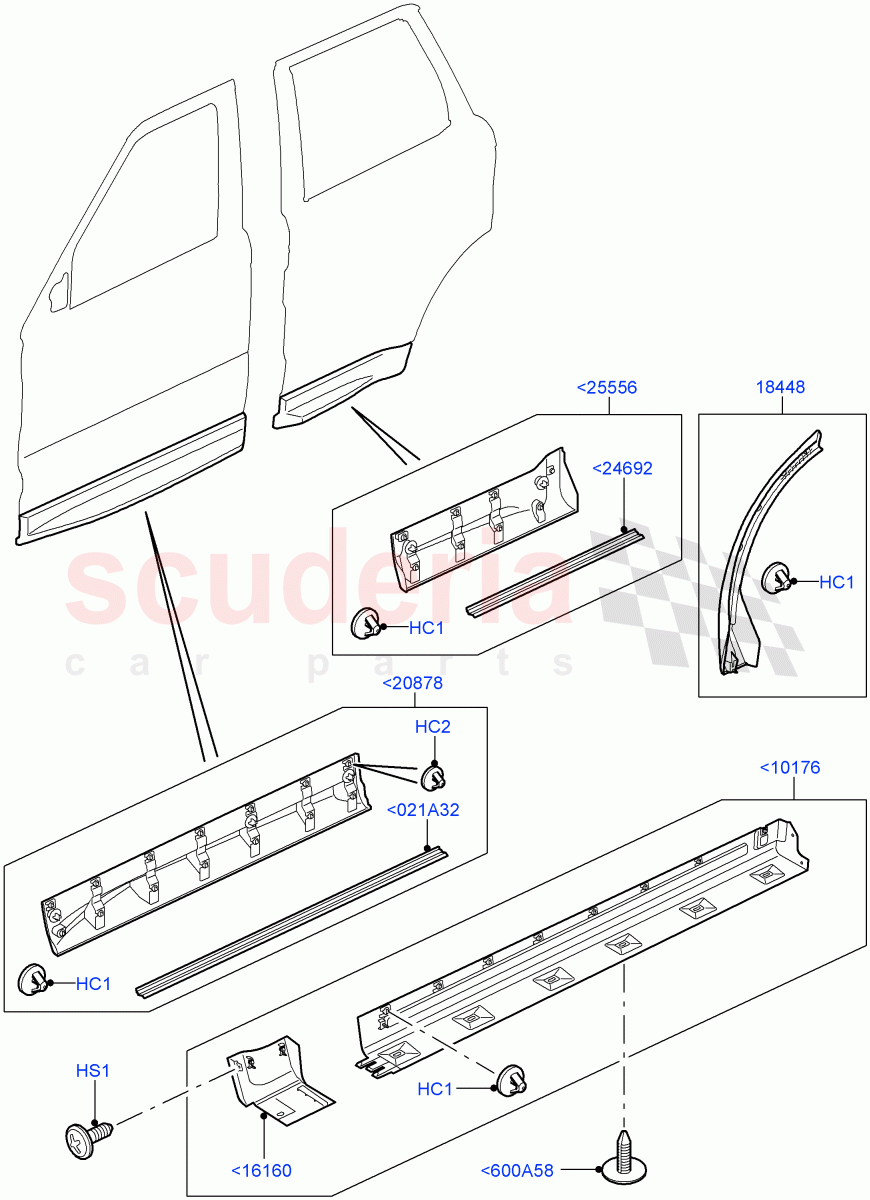 Body Mouldings ((V) TO9A999999) of Land Rover Land Rover Range Rover Sport (2005-2009) [4.4 AJ Petrol V8]