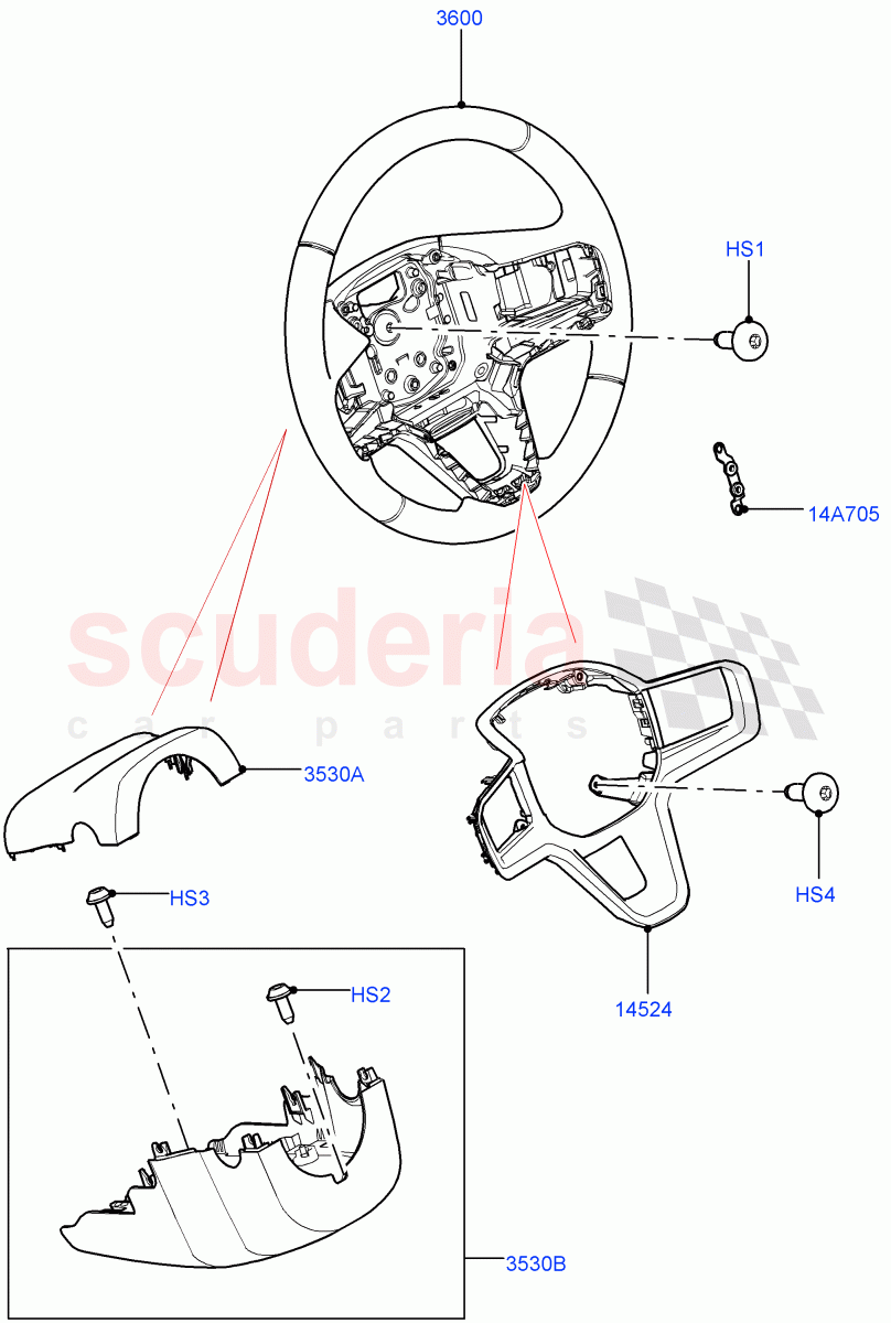 Steering Wheel (Halewood (UK)) ((V) FROMMH000001) of Land Rover Land Rover Discovery Sport (2015+) [2.2 Single Turbo Diesel]