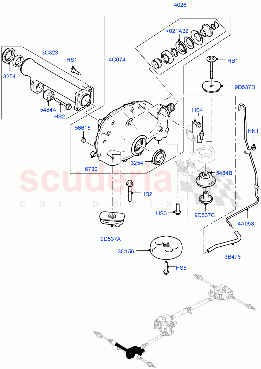 Front Axle Case (Solihull Plant Build) (3.0 V6 D Low MT ROW, 3.0 V6 D Gen2 Twin Turbo, 2.0L I4 DSL MID DOHC AJ200, 2.0L I4 DSL HIGH DOHC AJ200, 3.0 V6 D Gen2 Mono Turbo) ((V) FROMHA000001) of Land Rover Land Rover Discovery 5 (2017+) [3.0 DOHC GDI SC V6 Petrol]