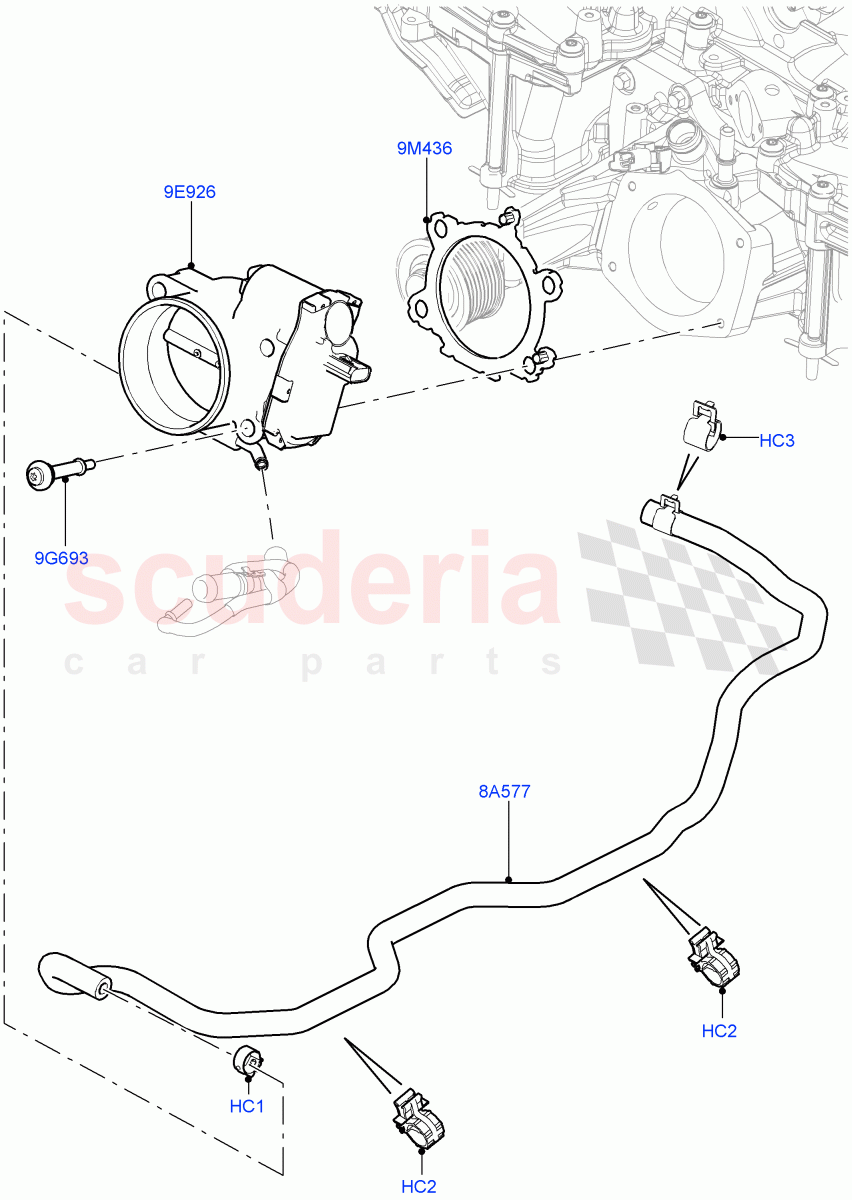 Throttle Housing (Nitra Plant Build) (3.0L DOHC GDI SC V6 PETROL) ((V) FROMK2000001) of Land Rover Land Rover Discovery 5 (2017+) [3.0 DOHC GDI SC V6 Petrol]
