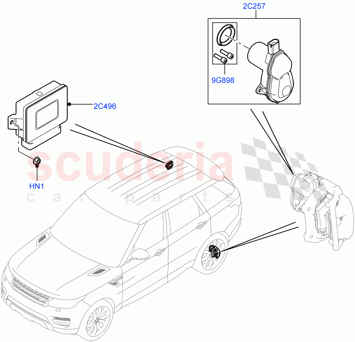 Parking Brake (Electric Parking Brake Actuator And Cables) of Land Rover Land Rover Range Rover Sport (2014+) [3.0 I6 Turbo Diesel AJ20D6]