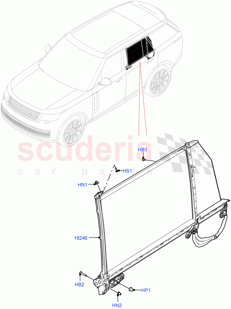 Rear Door Glass And Window Controls (Electric Rear Side Window Blinds) of Land Rover Land Rover Range Rover (2022+) [4.4 V8 Turbo Petrol NC10]