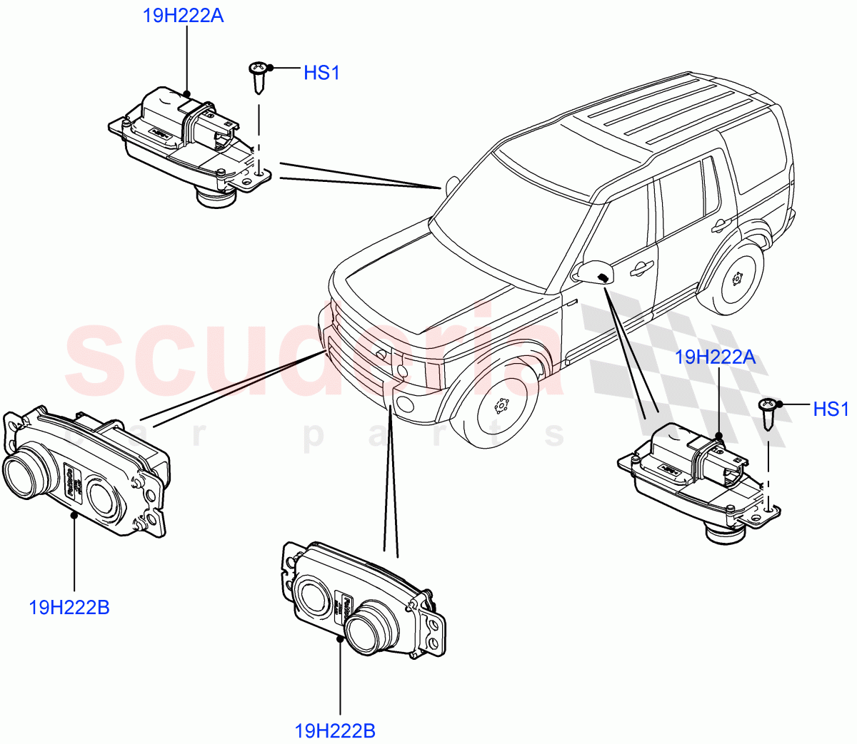 Camera Equipment (Front) ((V) FROMAA000001, (V) TODA999999) of Land Rover Land Rover Discovery 4 (2010-2016) [3.0 DOHC GDI SC V6 Petrol]