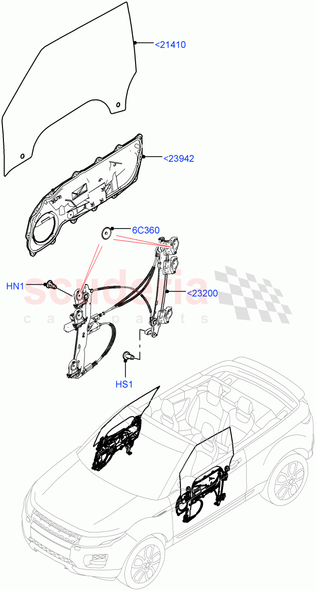 Front Door Glass & Window Controls (2 Door Convertible, Halewood (UK)) of Land Rover Land Rover Range Rover Evoque (2012-2018) [2.0 Turbo Diesel]