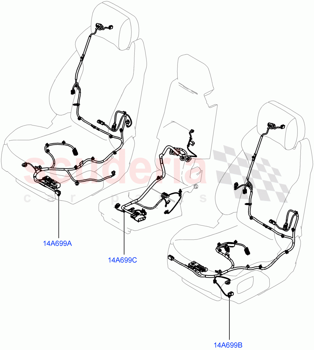 Wiring - Seats (Front Seats) ((V) TON2999999) of Land Rover Land Rover Defender (2020+) [5.0 OHC SGDI SC V8 Petrol]