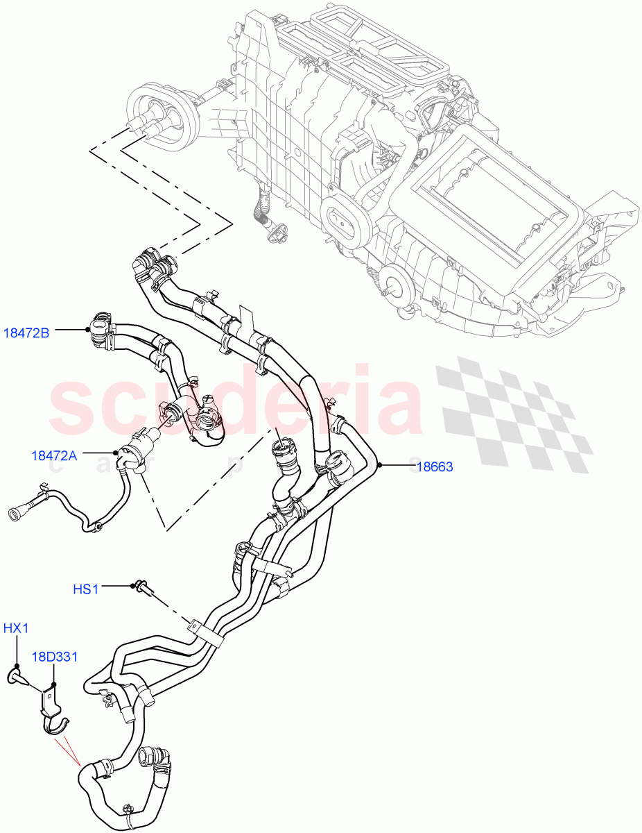 Heater Hoses (2.0L I4 High DOHC AJ200 Petrol, Fuel Heater W/Pk Heat With Remote, 2.0L I4 Mid DOHC AJ200 Petrol) of Land Rover Land Rover Range Rover Velar (2017+) [2.0 Turbo Petrol AJ200P]