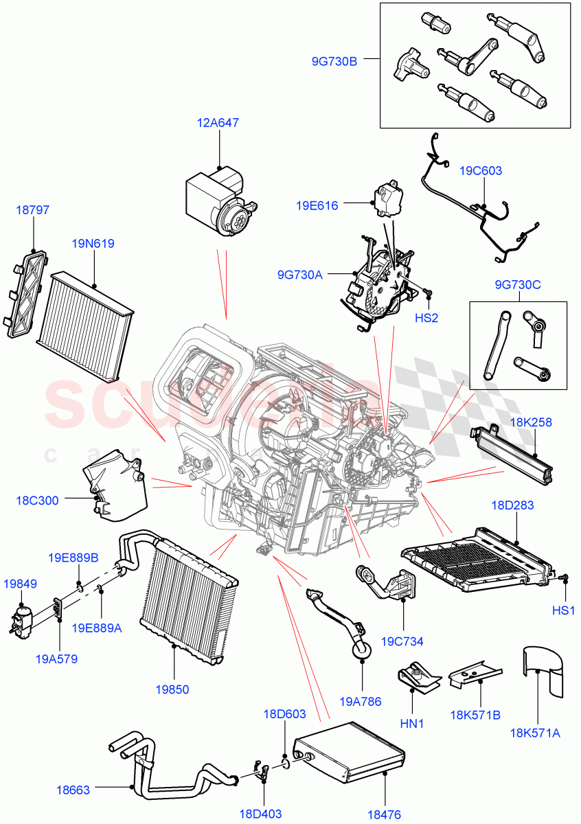 Heater/Air Cond.Internal Components (Main Unit) (Halewood (UK)) ((V) FROMMH000001) of Land Rover Land Rover Discovery Sport (2015+) [2.0 Turbo Petrol GTDI]