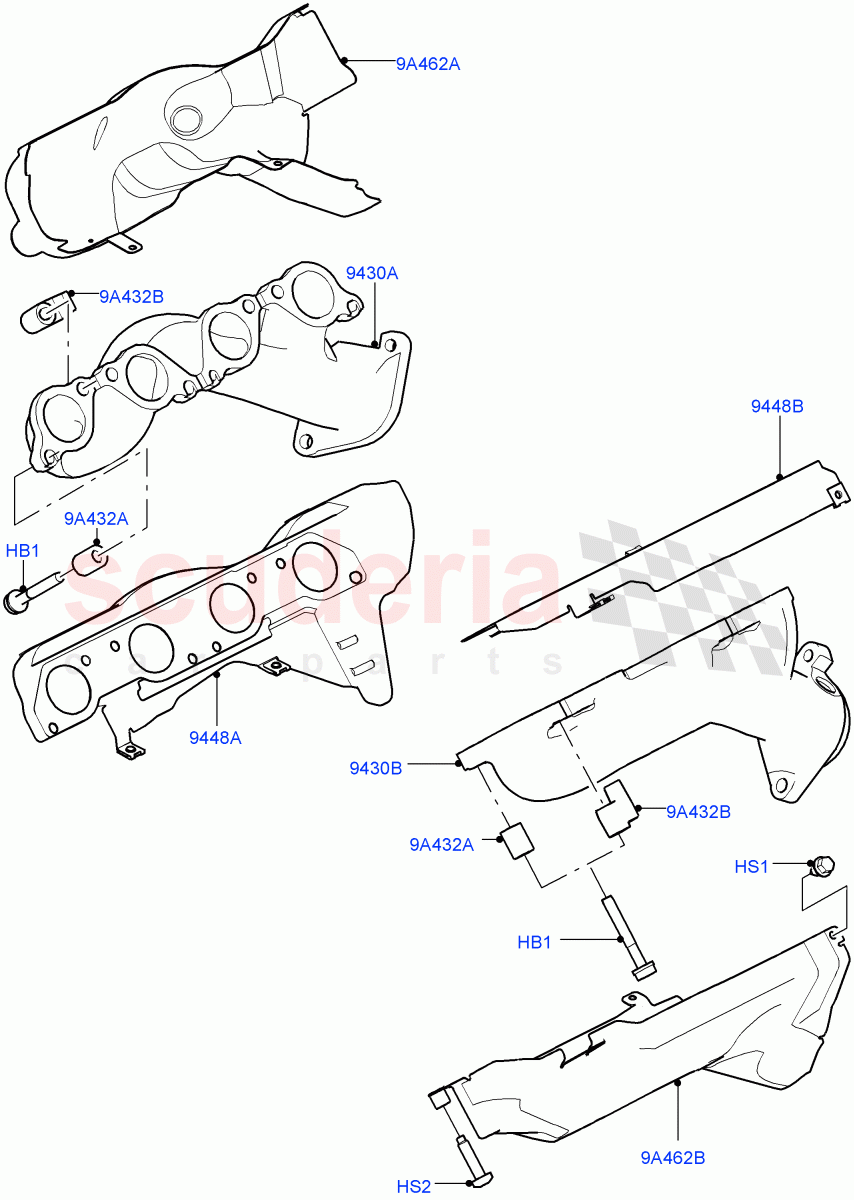 Exhaust Manifold (5.0L OHC SGDI NA V8 Petrol - AJ133) of Land Rover Land Rover Range Rover (2012-2021) [5.0 OHC SGDI NA V8 Petrol]