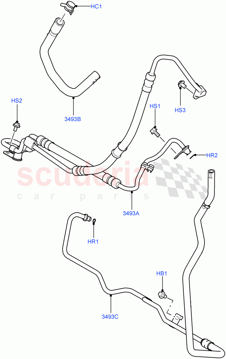 Supply & Return Hoses - Power Strg (3.6L V8 32V DOHC EFi Diesel Lion) ((V) FROM7A000001, (V) TO9A999999) of Land Rover Land Rover Range Rover Sport (2005-2009) [4.4 AJ Petrol V8]