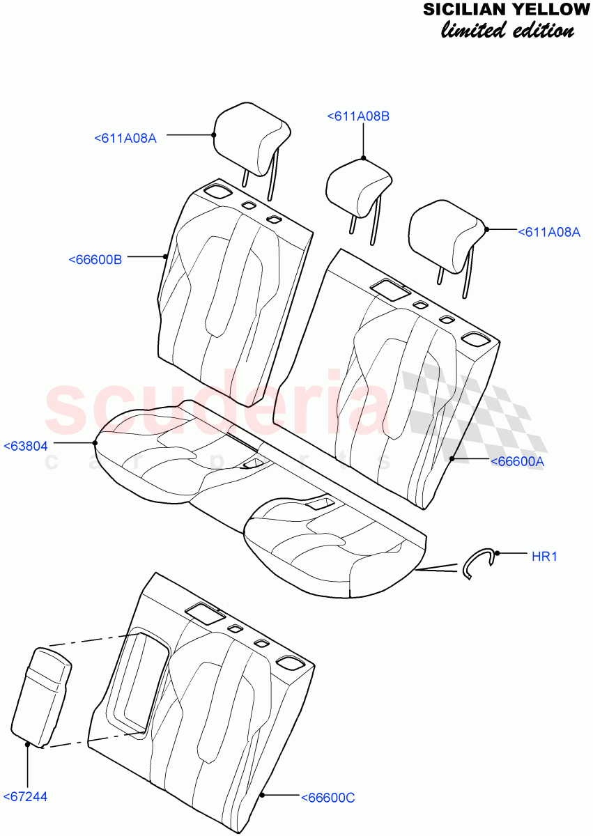 Rear Seat Covers (Sicilian Yellow Limited Edition, Halewood (UK)) ((V) FROMDH000001) of Land Rover Land Rover Range Rover Evoque (2012-2018) [2.2 Single Turbo Diesel]