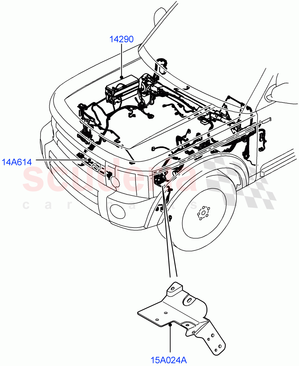Electrical Wiring - Engine And Dash (Engine Compartment) ((V) FROMBA000001, (V) TOBA999999) of Land Rover Land Rover Discovery 4 (2010-2016) [4.0 Petrol V6]