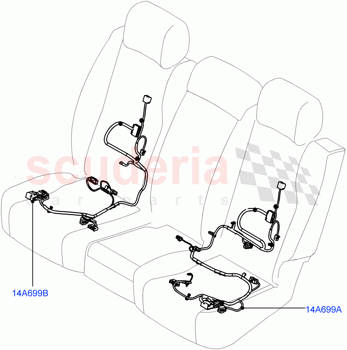Wiring - Seats (Rear Seats) (With 60/40 Power Fold Thru Rr Seat, With 60/40 Manual Fold Thru Rr Seat) ((V) FROMJA000001, (V) TOJA999999) of Land Rover Land Rover Range Rover (2012-2021) [2.0 Turbo Petrol GTDI]
