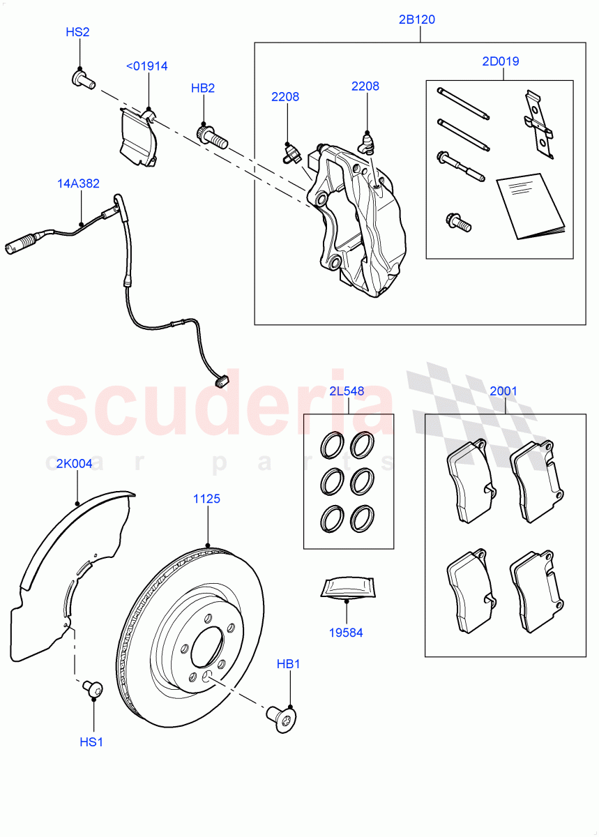 Front Brake Discs And Calipers (Front Disc And Caliper Size 20) ((V) FROMGA000001, (V) TOGA150000) of Land Rover Land Rover Range Rover Sport (2014+) [2.0 Turbo Petrol GTDI]