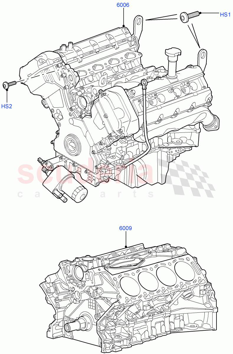 Service Engine And Short Block (AJ Petrol 4.4 V8 EFI (220KW)) of Land Rover Land Rover Range Rover Sport (2005-2009) [4.4 AJ Petrol V8]