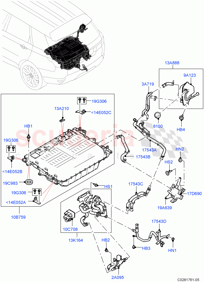 Hybrid Electrical Modules (PHEV Battery And Cooling, Rear Section) (2.0L AJ200P Hi PHEV) ((V) FROMJA000001) of Land Rover Land Rover Range Rover (2012-2021) [2.0 Turbo Petrol AJ200P]