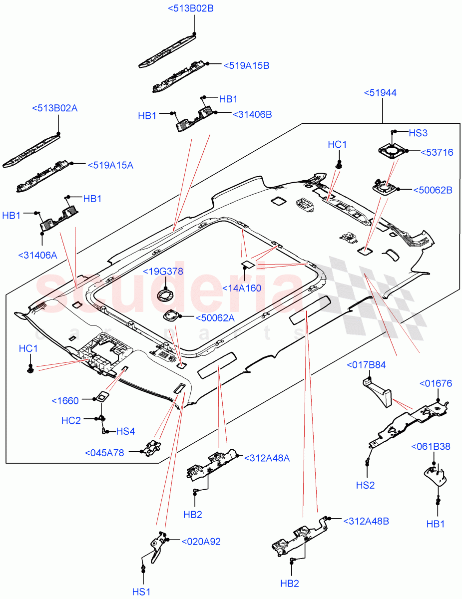 Headlining And Sun Visors (Standard Wheelbase) of Land Rover Land Rover Range Rover (2022+) [3.0 I6 Turbo Diesel AJ20D6]